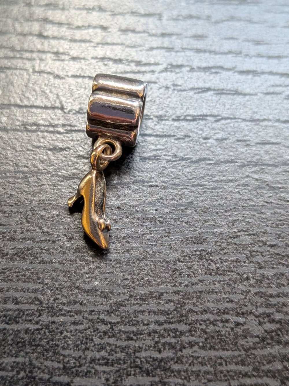 Retired Pandora SS w/ 14k Gold Stiletto Shoe Dangle Charm